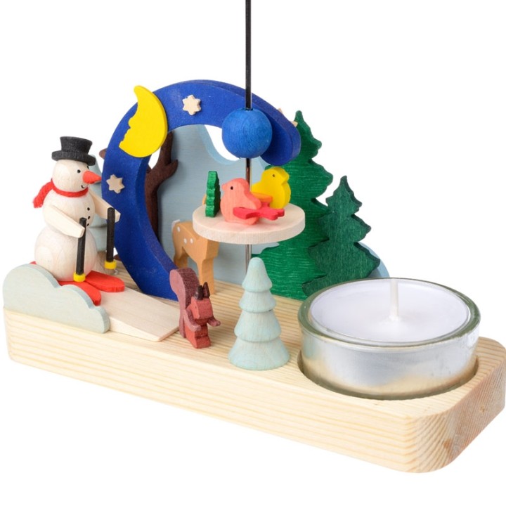 Petit carrousel en bois bonhomme de neige