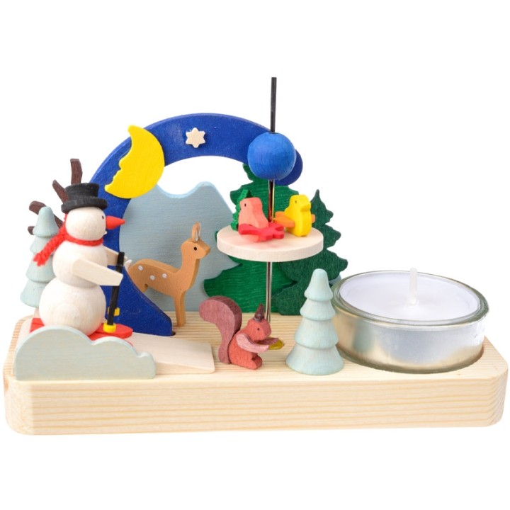 Petit carrousel en bois bonhomme de neige