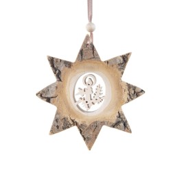Etoile en bois, motif ciselé bougie, 10 cm