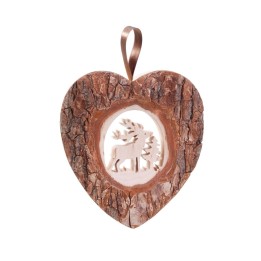 Décoration murale, grand coeur motif cerf, 17 cm