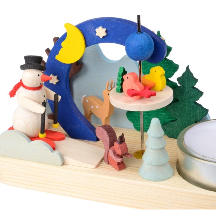 Petit carrousel en bois bonhomme de neige