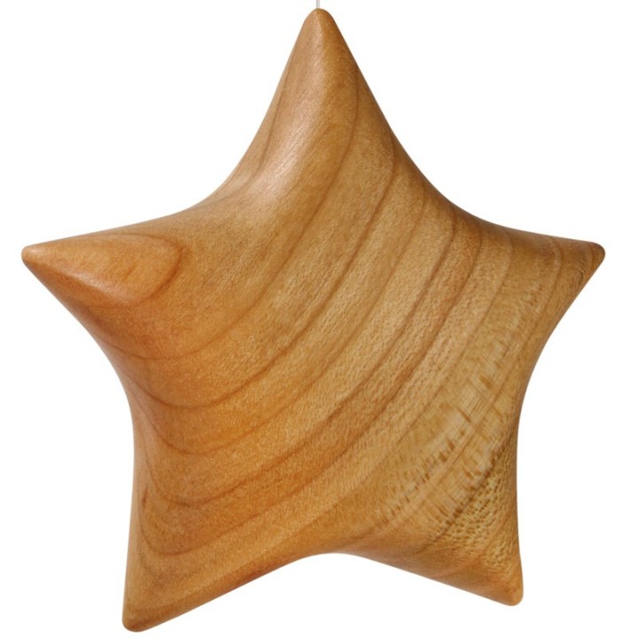 Etoile en bois poli à suspendre 9 cm