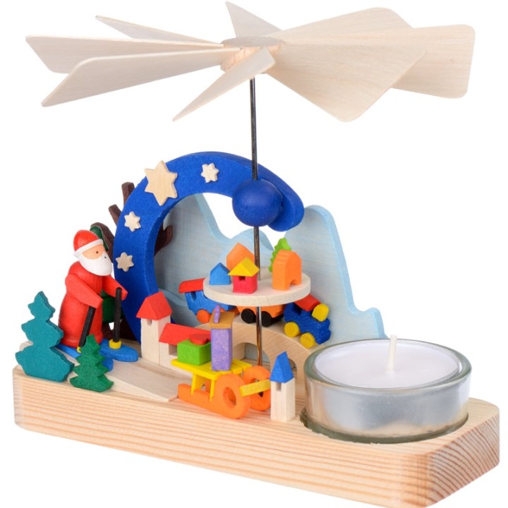 Petit carrousel en bois père Noël et jouets