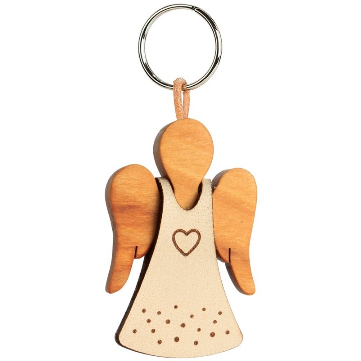 Porte-clés ange avec robe en cuir n°2, 5,5 cm 