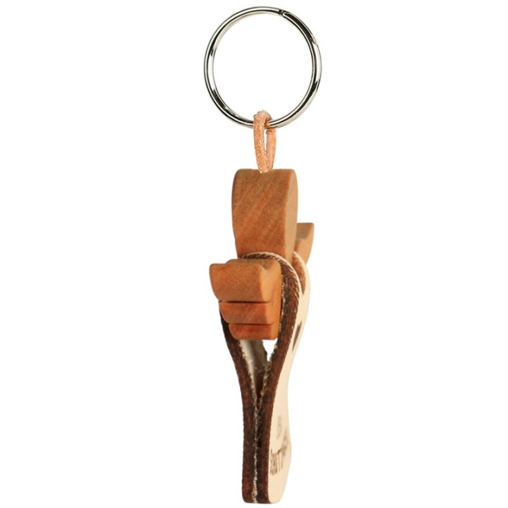 Porte-clés ange avec coeur  sur robe en cuir n°2, 5,5 cm 