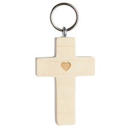 Porte-clé croix avec coeur n° 1, 5 cm 