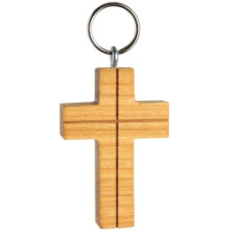 Porte clé croix avec croix bois d'olivier n° 2, 5 cm 