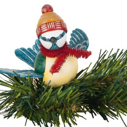 Oiseau décoratif à clipser sur branche, mésange