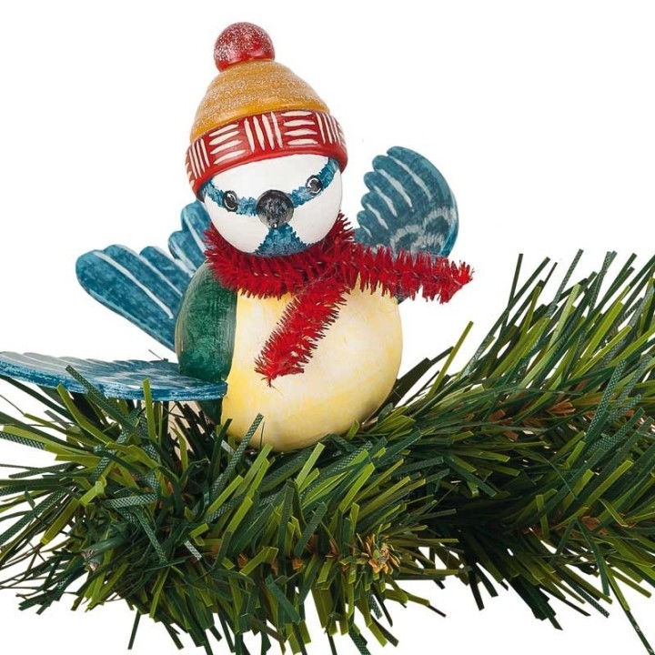 Oiseau décoratif à clipser sur branche, mésange