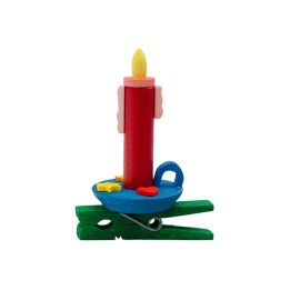 Mini bougeoir à clipser sur branche, bougie rouge foncé