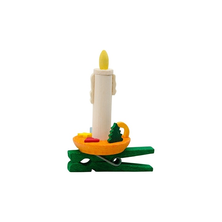 Mini bougeoir à clipser sur branche, bougie blanche