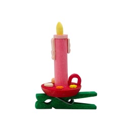 Mini bougeoir à clipser sur branche, bougie rose