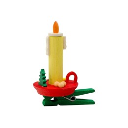 Mini bougeoir à clipser sur branche, bougie jaune
