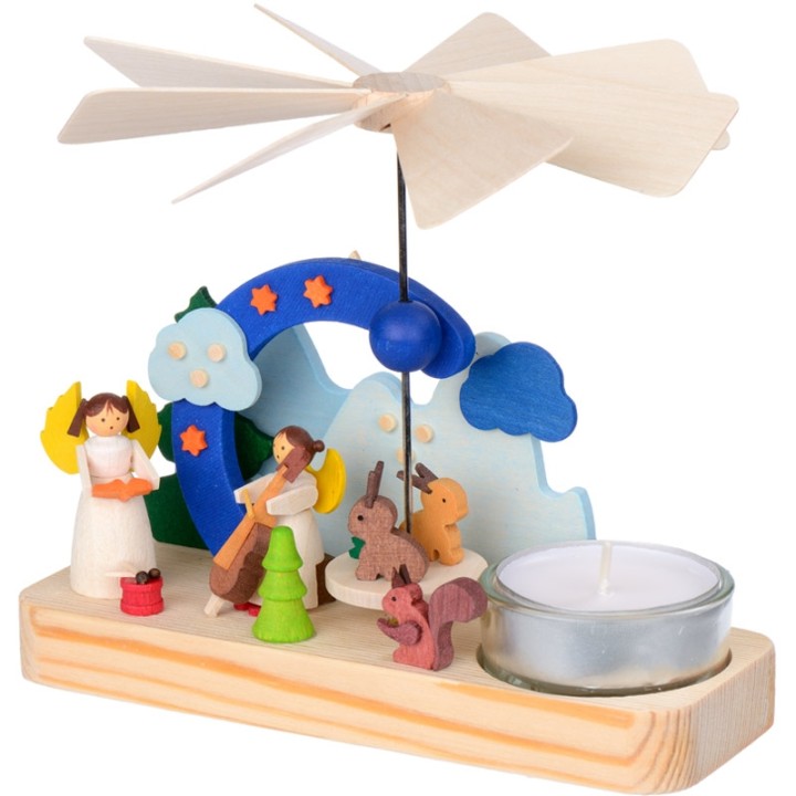 Petit carrousel en bois anges musiciens