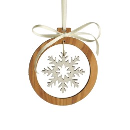 Pendentif en bois d'olivier motif cristal de neige n°2