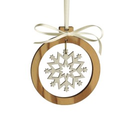 Pendentif en bois d'olivier motif cristal de neige n°3