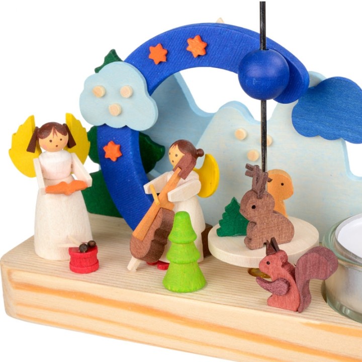 Petit carrousel en bois anges musiciens
