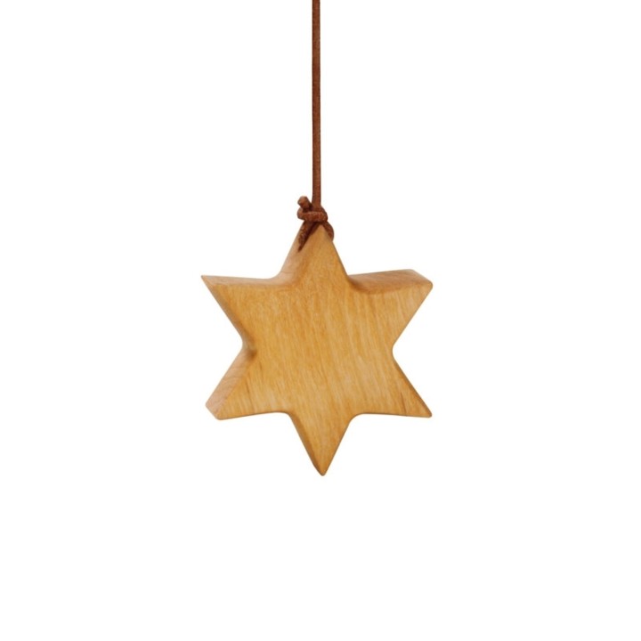 Etoile en bois d'aulne à suspendre 5,5 cm