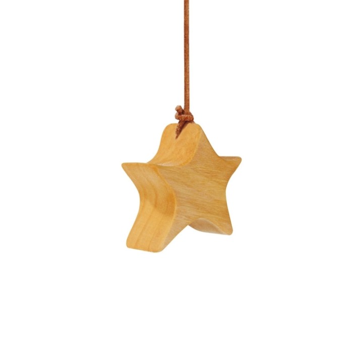 Etoile en bois d'aulne à suspendre, asymétrique 6 cm