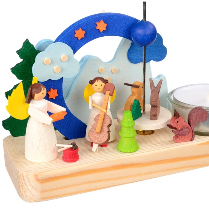 Petit carrousel en bois anges musiciens