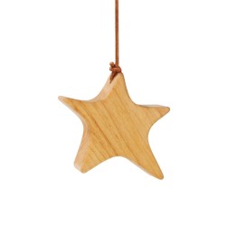 Etoile en bois d'aulne à suspendre, asymétrique 7,5 cm