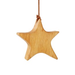 Etoile en bois d'aulne à suspendre, asymétrique 9 cm