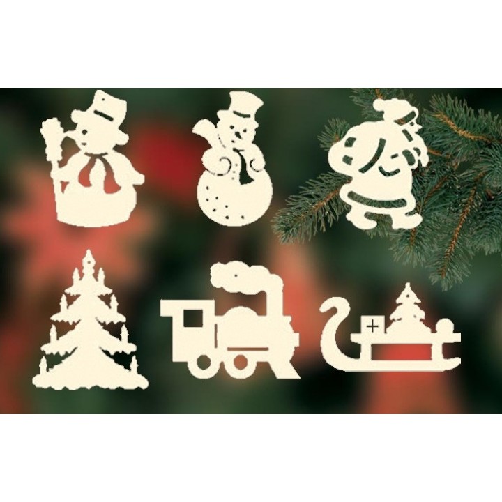 6 figurines de Noël en bois pour sapin - set n° 2