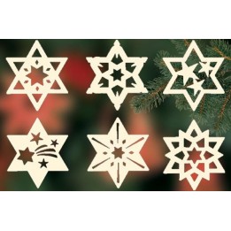 Etoiles en bois, déco sapin de Noël, 6 motifs différents - n° 8
