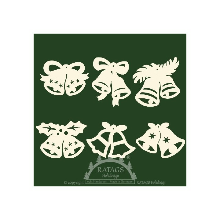 6 clochettes pour décorer le sapin de Noël - set n° 14