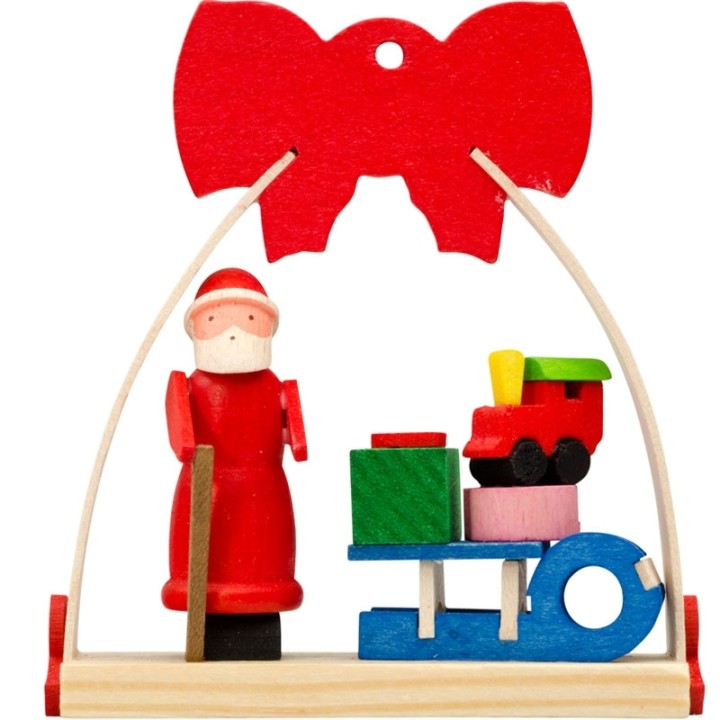Déco Noël enfant, noeud rouge, luge et cadeaux
