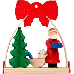 Déco Noël enfant, noeud rouge, cheval de bois