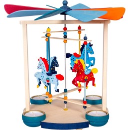 Grand carrousel chevaux de bois à bougies
