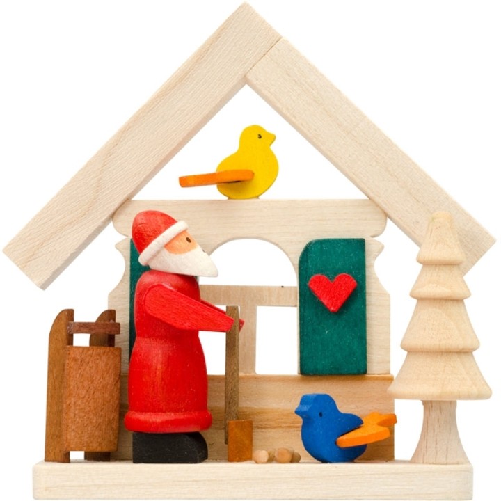 Déco sapin de Noel, père Noel et petits oiseaux