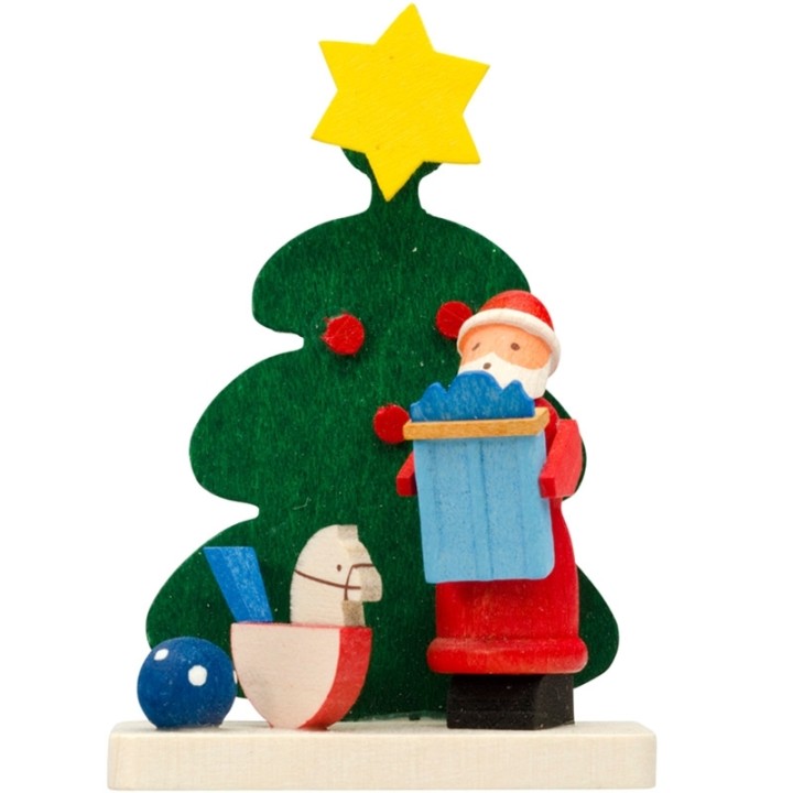 Déco sapin de Noel, père Noel et cheval de à bascule