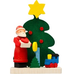 Déco sapin de Noel, père Noël et petit train en bois