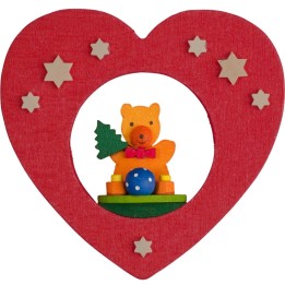 Décoration de sapin de Noël, coeur avec ourson