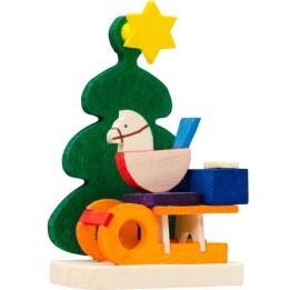 Décoration de sapin de Noël, luge et cheval de bois