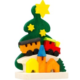 Décoration de sapin de Noël, petit train en bois