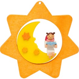Déco sapin de Noël, étoile jaune, lune et ange n° 2