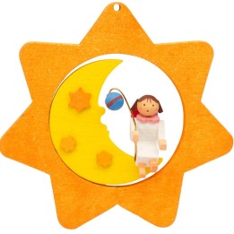 Déco sapin de Noël, étoile jaune, lune et ange n° 4