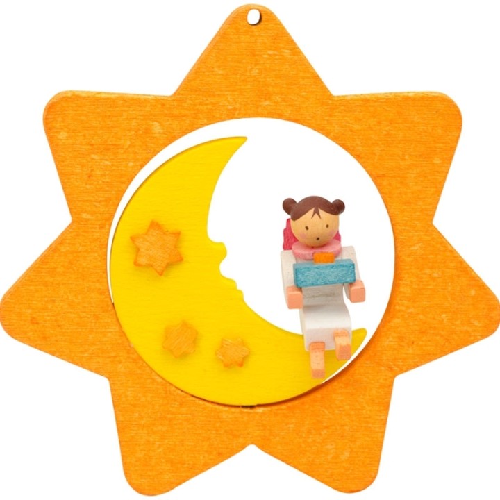 Déco sapin de Noël, étoile jaune, lune et ange n° 5