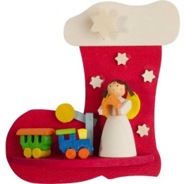 Botte père Noel, ange et petit train en bois