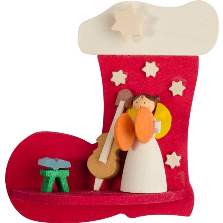 Botte père Noel, ange qui joue de la musique