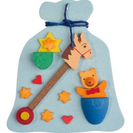 Décoration de sapin de Noel, hotte avec jouets