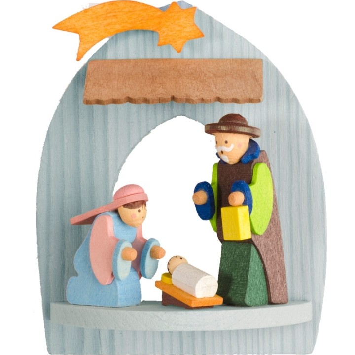 Crèche de Noël à suspendre au sapin, Marie, Joseph et Jésus