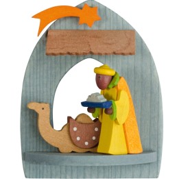 Crèche de Noël à suspendre au sapin, roi mage Gaspard