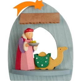 Crèche de Noël à suspendre au sapin, roi mage Balthazar