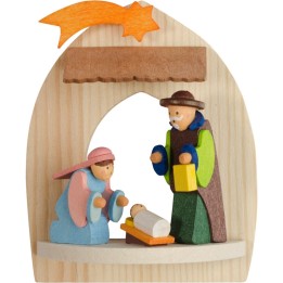 Jésus, Marie et Joseph, crèche de Noel à suspendre au sapin