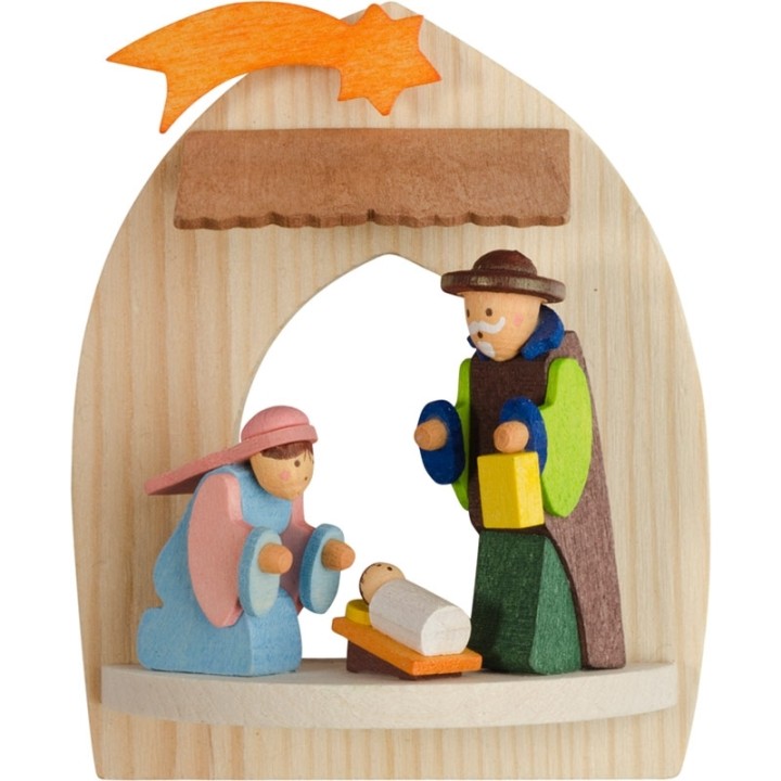 Jésus, Marie et Joseph, crèche de Noel à suspendre au sapin