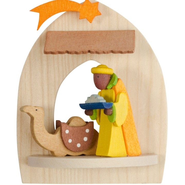 Roi mage Melchior, crèche de Noel à suspendre au sapin